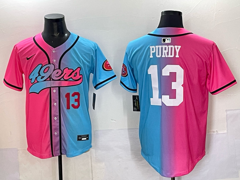 Men San Francisco 49ers #13 Purdy Blue pink Nike Limited NFL 2025 Jersey 006
